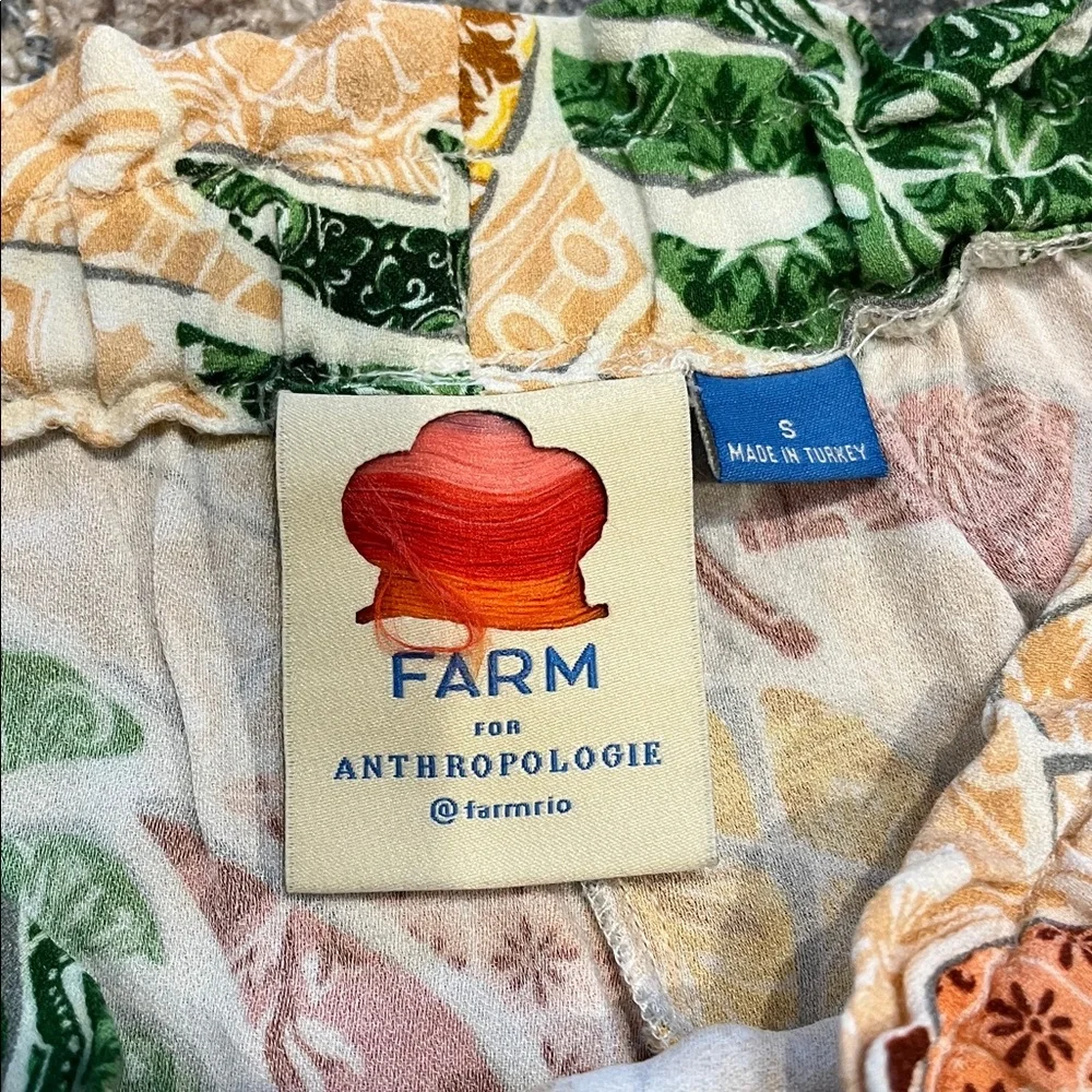 FARM Rio Anthropologie Mosaic Tapered Pants Green Tropical Size Small - Picture 9 of 13